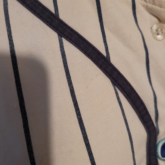 Vintage Big Dogs Jersey Button Up Striped Shirt 90s Womens Blue White 3X 22 24 - Picture 6 of 7